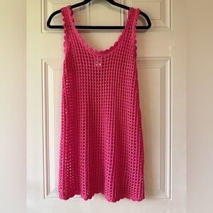 🎯60% OFF! Wild Fable Crochet Slip On Mini Dress Cover Up Barbie Core Pink